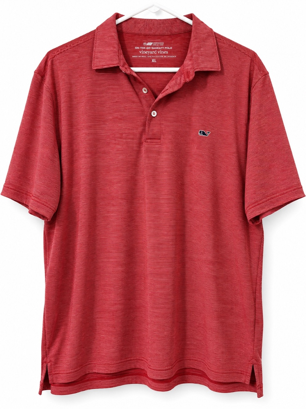 Vineyard Vines On-The-Go Sankaty Polo Mens XL Red Stripe Performance Golf